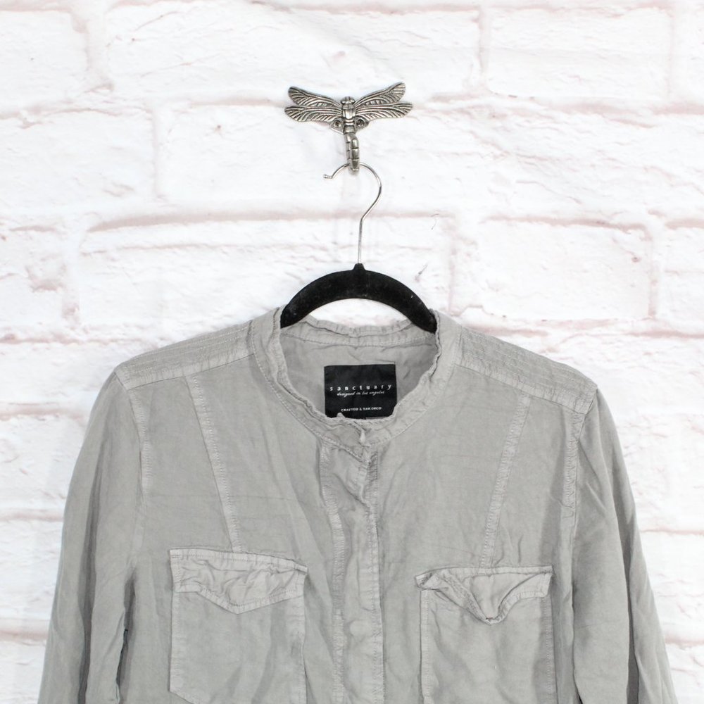 Sanctuary Gray 100% Lyocell Snap Button Front Pockets Jacket Size L - Picture 2 of 9